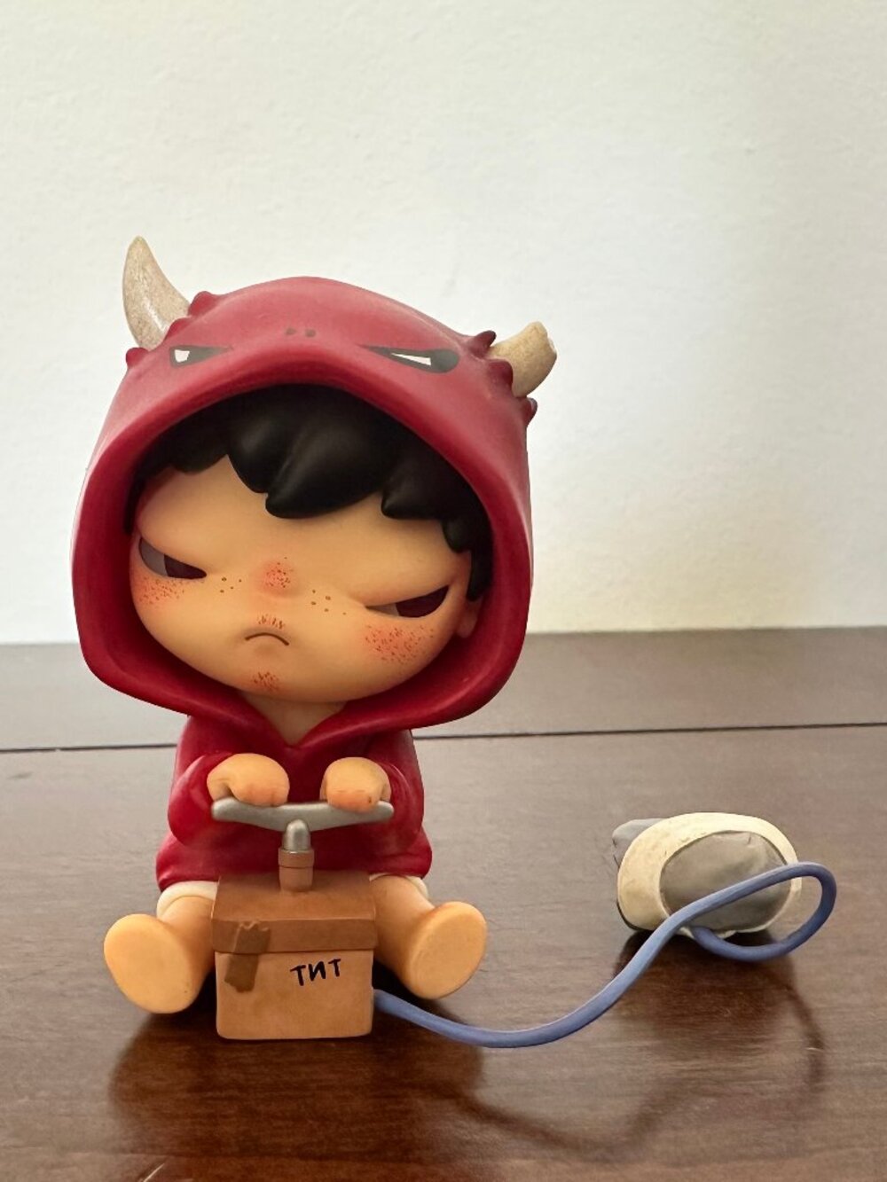 Hirono Mime Series - "Destroy" Devil Horns Red Hoodie Figure Blind Box POPMART